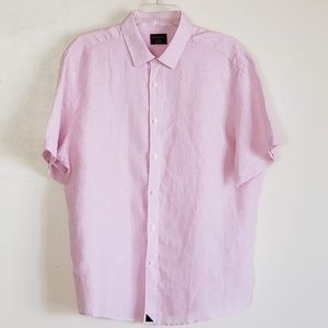 SOLD UNTUCKit Men's Linen Shirt Short Sleeve Pink